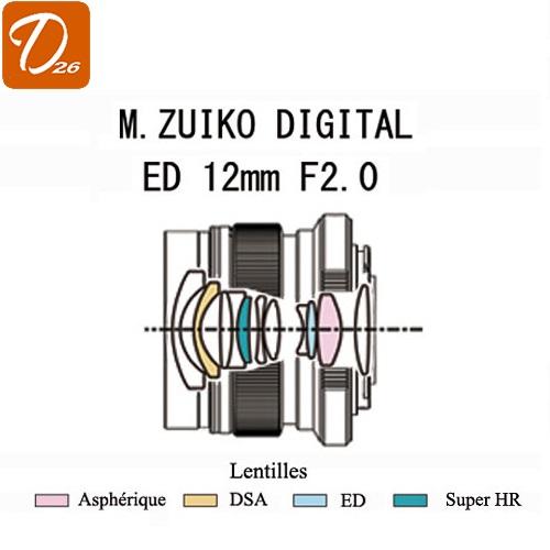 Objectif hybride olympus m zuiko digital ed 12 mm f 2 0 argent